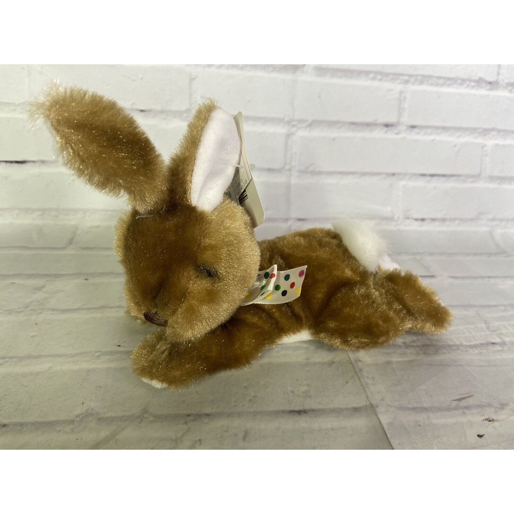 Kids Of America Corp Bunny Rabbit Plush Stuffed Animal Laying Brown White 2000